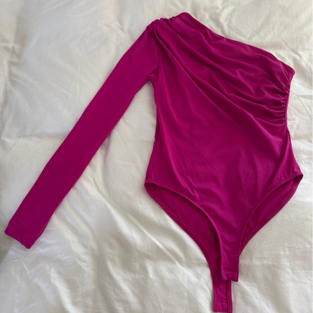 Zara Fuchsia One-Shoulder Bodysuit